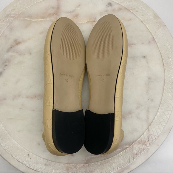 Valentino Mario Ballet Flats Calliope Beige Leather Shoes Monogram Women’s 10 - Picture 7 of 8